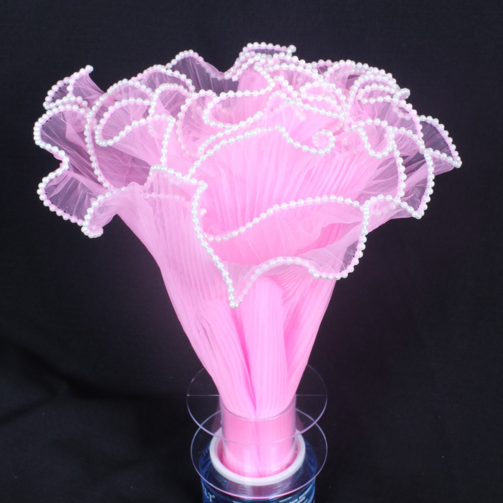 Florist Supply House - ผ้าตาข่ายลูกไม้ลายคลื่นมุก ขนาด 28 ซม. x 4