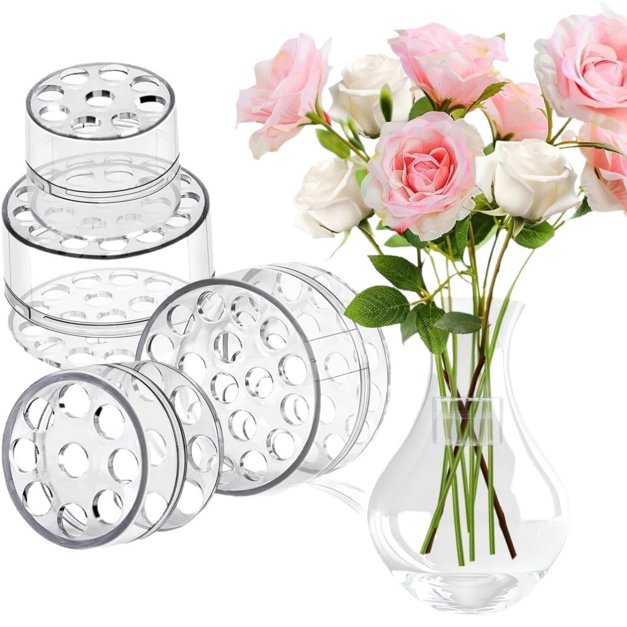 Florist Supply Vases - ที่จัดดอกไม้แบบเกลียวสำหรับแจกัน ที่จัดก้านดอกไม้แบบเกลียวสำหรับแจกัน อุปกรณ์ตกแต่งดอกไม้ DIY สำหรับจัดช่อดอกไม้ ของขวัญดอกไม้
