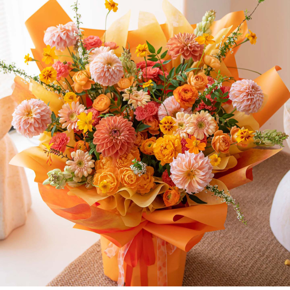 Florist Supply Shop - กระดาษห่อดอกไม้คุณภาพพรีเมียม กันน้ำ วัสดุห่อบูเก้ อุปกรณ์ตกแต่งของขวัญ สำหรับร้านดอกไม้สไตล์เกาหลี สีพื้น