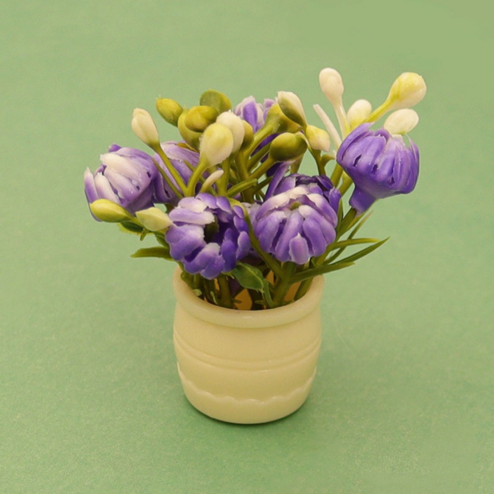 Florist Supply Vases - แจกันจำลองขนาดจิ๋วสำหรับบ้านตุ๊กตา 1:12 หลายแบบ ต้นไม้จำลองสีเขียวขนาดเล็ก แจกันพลาสติกสำเร็จรูป ต้นไม้ในกระถาง